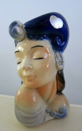 Vintage Royal Copley Wall Pocket Girl Headvase Pottery Planter Head Vase