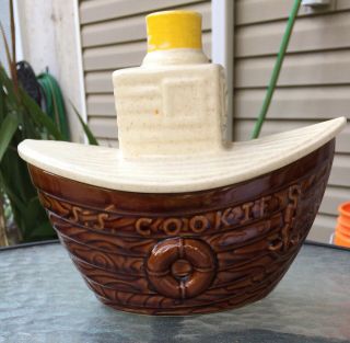 Mccoy Pottery Embossed No.  354 S S Tug Boat Cookie Jar Vintage 1960 