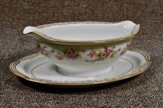 Noritake China,  Somerset 5317,  Gravy Boat With Attached Underplate,  Cond.