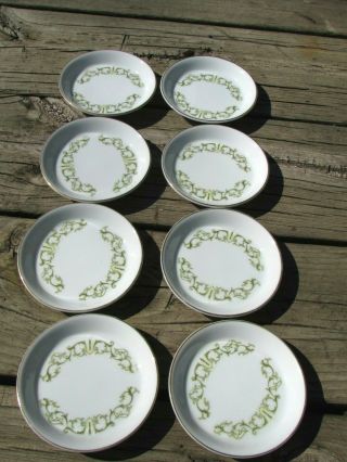 Bell Flower Fine China 2999 Green White Floral Set Of 8 Small 4 " Bread Plates