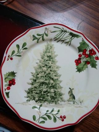 Better Homes And Gardens 1 Christmas Tree Bunny / Holly Salad Plate