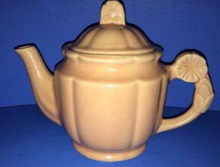 Vintage Pink Teapot Flower On Handle And Lid Scalloped Rim Usa Tea Pot