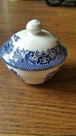 Churchill Blue Willow Sugar Bowl With Lid Made In England