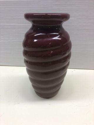 Haeger Art Pottery Swirled Beehive Vase Burgundy/maroon Usa