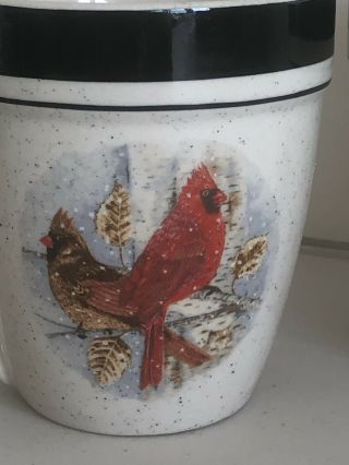 2 Folk Craft Stoneware Cardinal Mugs Coffee Cups By Scottie Z 4 1/2 " Tienshan