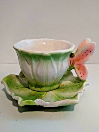 Vintage,  Butterfly Handle,  Cup And Saucer.  Rare