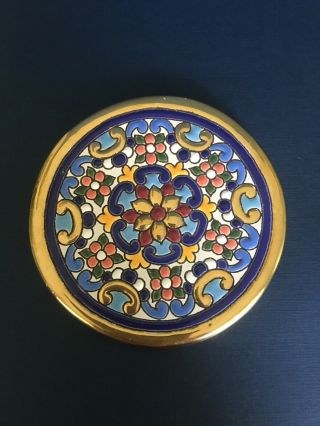 Sevillarte Ceramic Decor Plate/tile.  24kt.  Hand Painted.  4 1/2 Inches Spain