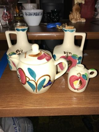 Purinton Pottery Hand Painted Apple Pattern One Cup Teapot Oil & Vin,