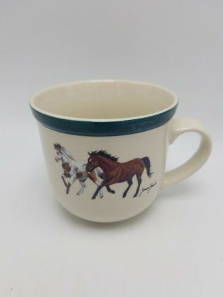 Anglers Expressions / Wild Wings " Horses " Janene Grende Mug 4 Inch Wide