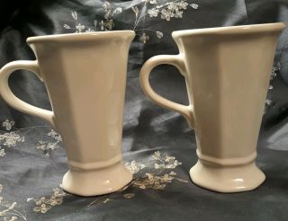 2 Pfaltzgraff Heritage Latte Mugs Usa White Coffee Cups Tall