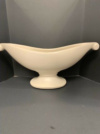 Vintage McCoy White Pedestal Art Pottery Vase Planter Console Bowl 2