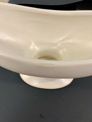 Vintage McCoy White Pedestal Art Pottery Vase Planter Console Bowl 3