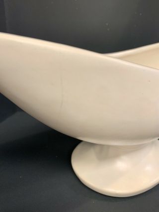 Vintage McCoy White Pedestal Art Pottery Vase Planter Console Bowl 5