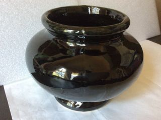 Vintage Art Deco Black Short Vase w/ High Gloss Mirror Glaze 2