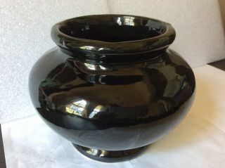 Vintage Art Deco Black Short Vase w/ High Gloss Mirror Glaze 3