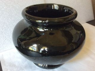 Vintage Art Deco Black Short Vase w/ High Gloss Mirror Glaze 4