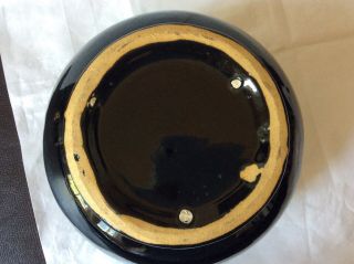 Vintage Art Deco Black Short Vase w/ High Gloss Mirror Glaze 5