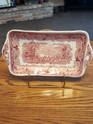 Furnivals Pink Vista Sandwich Tray - Also Made By Masons And Franciscan -