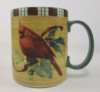 Lenox Winter Greetings Everyday Tartan Red Cardinal Bird Coffee Mug