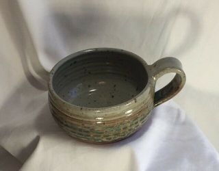 Large Green Brown Studio Pottery Mug Soup Bowl