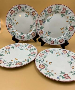 Set Of 4 Churchill Briar Rose Staffordshire Fine English Tableware Dinner Plates