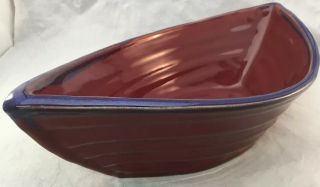 Dory Serving Bowl Maxwell Pottery Boat Canada 17” Burgundy Navy Blue