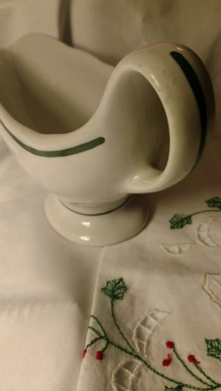 Vintage SHENANGO CHINA Large Restaurant Ware GRAVY BOAT with Green Stripes A - 8 5