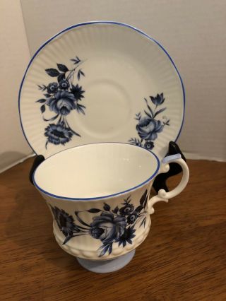 Royal Crest Bone China Tea Cup And Saucer Blue Flowers Made In England