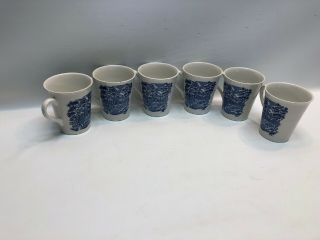 Liberty Blue Staffordshire England Historic Colonial Scenes Cups (6)