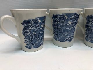 Liberty Blue Staffordshire England Historic Colonial Scenes Cups (6) 2