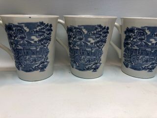Liberty Blue Staffordshire England Historic Colonial Scenes Cups (6) 3
