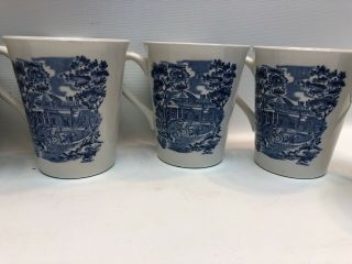Liberty Blue Staffordshire England Historic Colonial Scenes Cups (6) 4