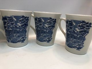 Liberty Blue Staffordshire England Historic Colonial Scenes Cups (6) 5