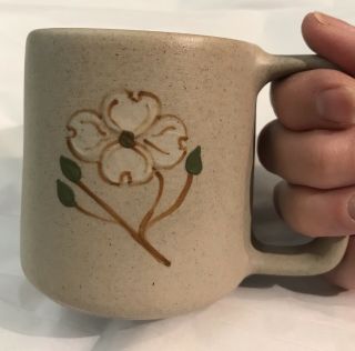Pigeon Forge Pottery Tennessee Coffee Cup Mug Dogwood Flower Speckled Taupe Tan