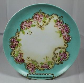 Antique B.  Moem Limoges France Hand Painted Raised Accent Floral Display Plate