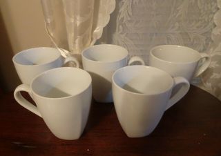 5 Fitz & Floyd Everyday White Porcelain 4 1/2 " 14 Oz Latte/coffee Mugs