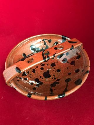 Handmade Ceramic Paintbrush Holder W/ Bowl Signed Black Glaze Drip Design