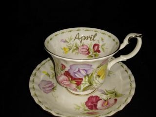 Royal Albert Bone China Flowers Of The Month - April Sweet Pea Tea Cup And Saucer