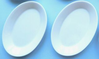 (2) Homer Laughlin Restaurant Ware Off White Small 8 1/2 " Oval Side Plates Euc