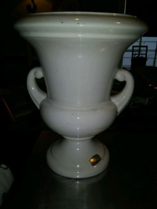 Vintage Large White Haeger Urn Pottery Vase Planter Stamp And Foil Sticker