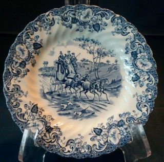 Vintage Johnson Brothers Coaching Scenes Blue And White 6 " Bread Plate England