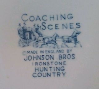 Vintage Johnson Brothers Coaching Scenes Blue And White 6 