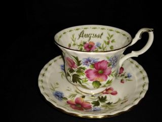 Royal Albert Flower Of The Month August Poppy Tea Cup Saucer China England