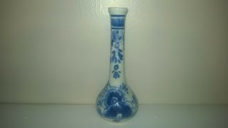 Vintage Delft Blue Mini Floral Bud Vase 5 " Tall