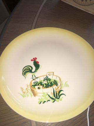 Vintage Paden City Pottery Rooster 10” Dinner Plates Made In Usa