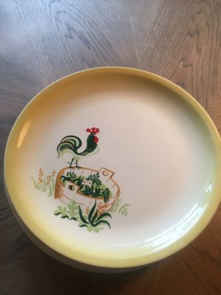 Vintage Paden City Pottery Rooster 10” Dinner Plates Made In USA 2