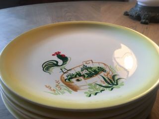 Vintage Paden City Pottery Rooster 10” Dinner Plates Made In USA 5
