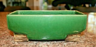 Vintage Mccoy Pottery 2.  5 " X 7 " Green Pedestal Line Rectangular Planter