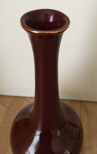 Vintage Royal Haeger Maroon Burgundy Gold Trim Bud Vase 10” 3
