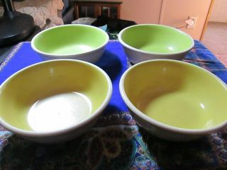 4 Taylor Smith & Taylor Tst Chateau Buffet Cereal Bowl Cinnamon Green Yellow